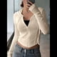 thumbnail image 4 of Chaqueta Corta Ligera con Capucha, Cremallera y Cordón de Larga para Mujer Caqui M, 4 of 9