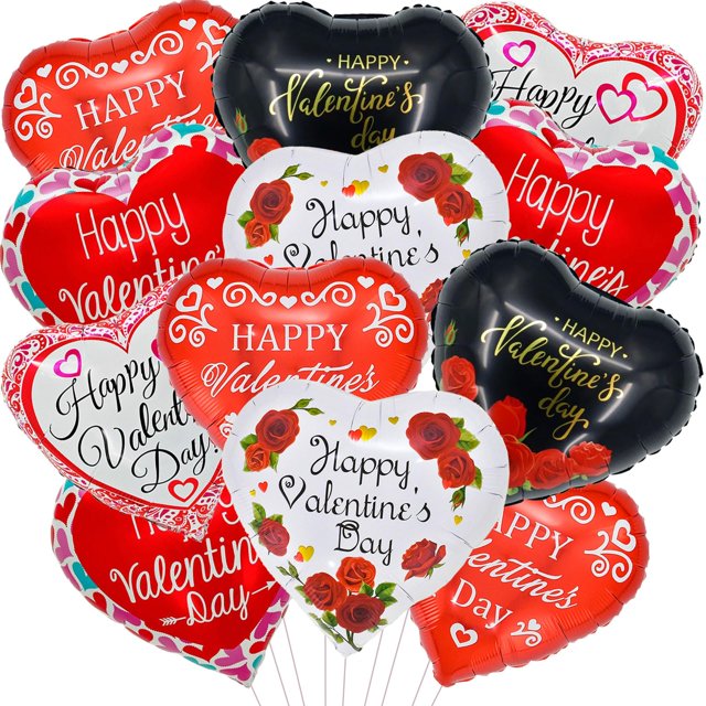 Globos YouDict para el día de San Valentín, 45 cm, color rojo, rosa, blanco y negro