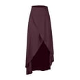 thumbnail image 2 of SROBPTY Womens Skirts, Skirts for Women Trendy, Women's Trendy Solid Color Loose Irregular Flared Maxi Skirt Red,L, 2 of 4