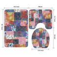 thumbnail image 3 of Colorful Pioneer Flower Patchwork Bathroom Rugs Sets 3 Piece,Toilet Cover Set,Absorbent Non Slip Bathroom Mats Sets with U-Shaped Contour Rug Toilet Rug Set, 3 of 5