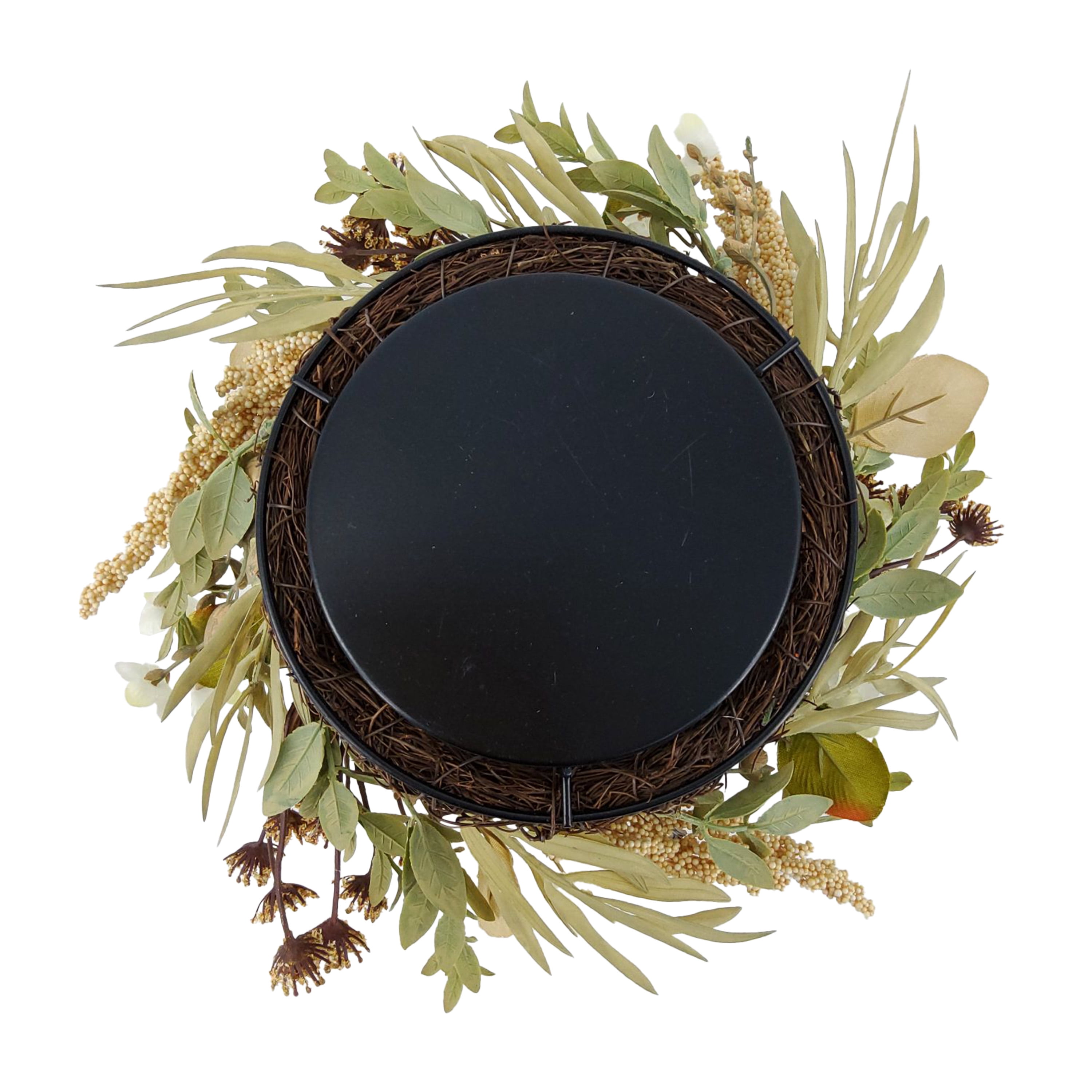 Mainstays Indoor Decorative Hurricane Pillar Candle Holder with Faux Florals, 8 Inch