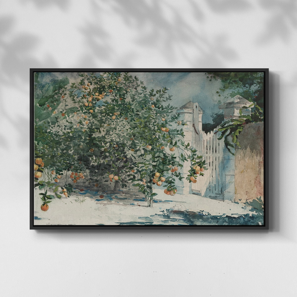 Vintage Botanical Print-L By Wexford Home Framed in Black Wood Gallery Wrapped Canvas 25 in. x 37 in.