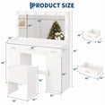 thumbnail image 2 of Vanity Desk with Mirror and Lights, Large Makeup Vanity Table with Power Outlet and Stool, White Vanity Dressing Table for Bedroom Dressing Room, 3 Lighting Modes Adjustable Brightness,, 2 of 7