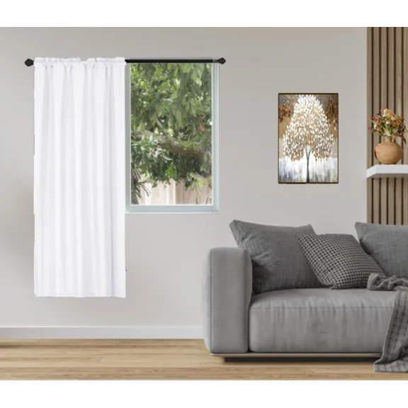Gorgeous Home Linen 1-Piece 70% Blackout Rod Pocket Solid Window Curtain Panel With Lined Backing 35" X 63" R64 White