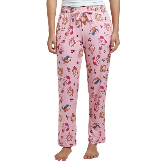 Kirby Pink Adult Womens Sleep Pants - Cozy Nightwear for Gamers- Small