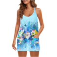 thumbnail image 1 of Femmes Été Sans Manches Mini Robe V Cou Bretelles Spaghetti Robe de Soleil Athlétique Robe Courte avec Poches, 1 of 5
