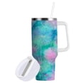 thumbnail image 2 of 40 oz Insulated Stainless Steel Tumbler Double Wall Stainless Steel Tumbler with 2-Way Drinking Tie-dye Dandelions Pattern, 2 of 9