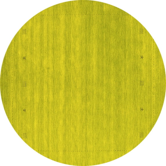 Ahgly Company Indoor Round Abstract Yellow Contemporary Area Rugs, 3' Round