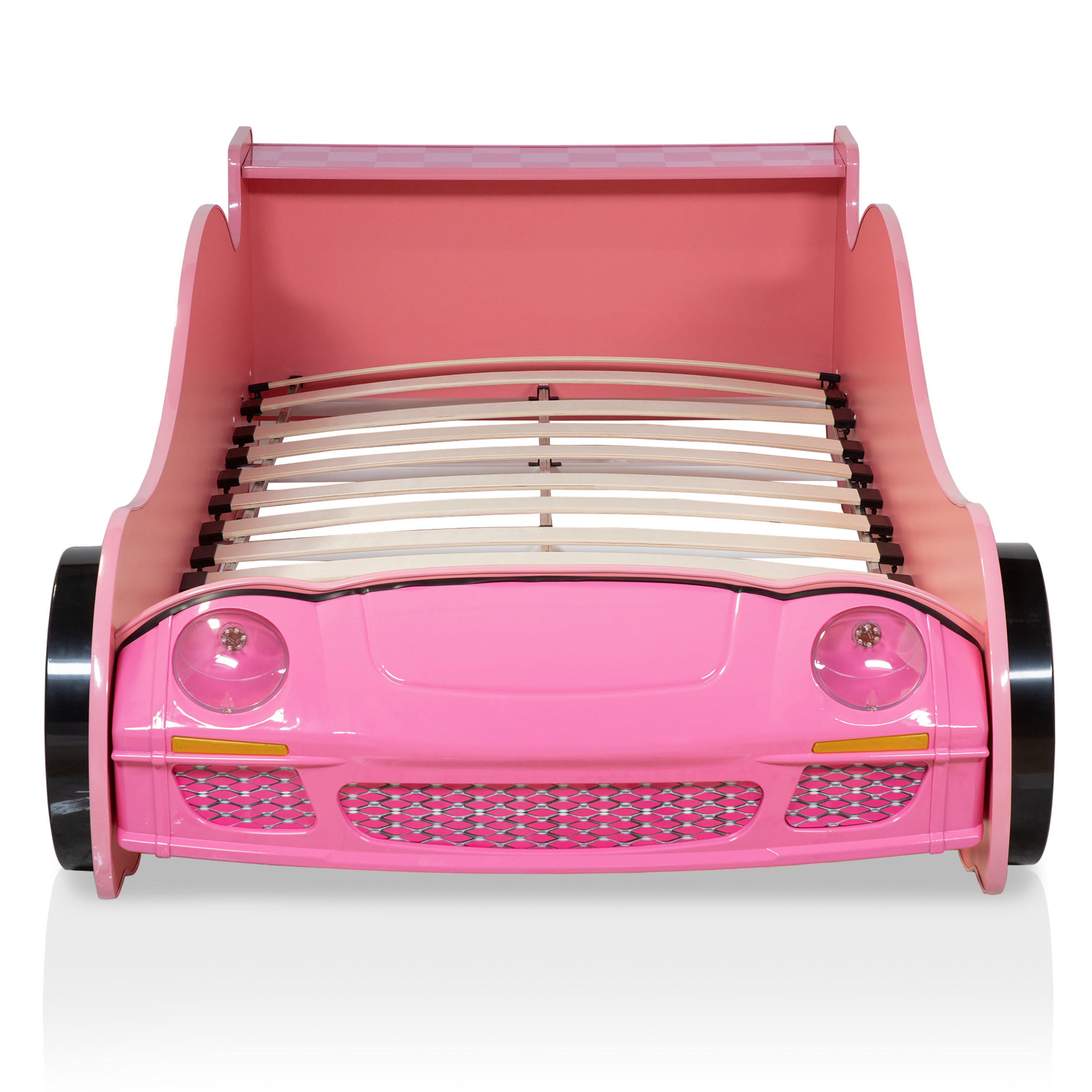 Furniture of America Sweet Kids Wood Twin Race Car Bed with LED and Sound