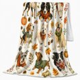 thumbnail image 2 of Cheerful Fall Dogs Knitwear Autumn Leaves Pumpkins Watercolor, Cozy Pet Portrait Pattern, Warm Flannel Blanket for Living Room and Bedroom, Dog Lovers Thanksgiving Gift, Pet Lover Home Decor, 2 of 9