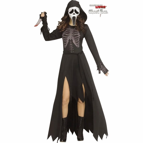 Fun World Womens Ghost Face® Sparkly Skele-Stone Dress Costume - Size Medium - Black