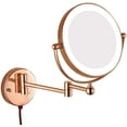 Makeup Mirrors Wall Mounted,Bathroom Brass Lighted Magnify Folding