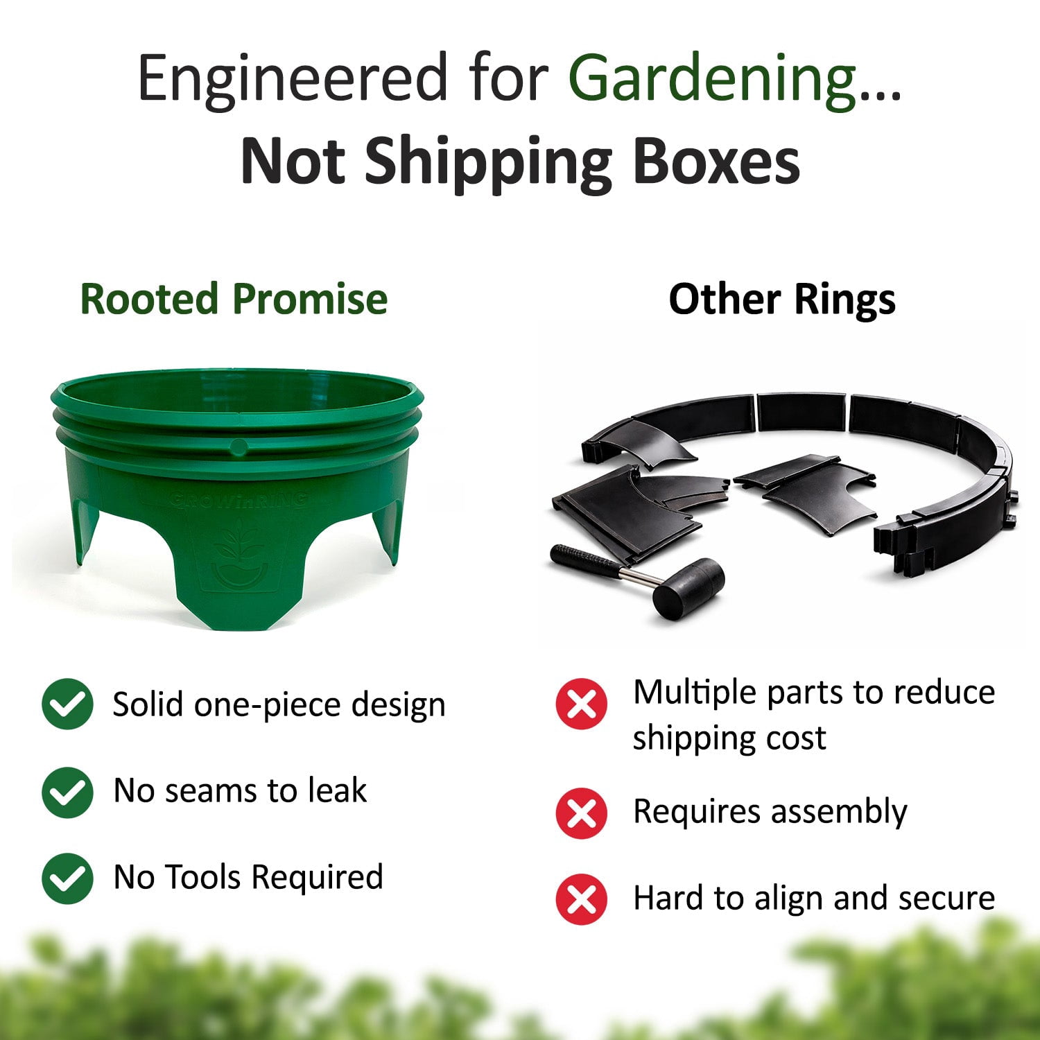 Rooted Promise 7 inch Solid Planting Grow Rings, Perfect for Deep Watering Veggies Herbs and Flowers, Protection and Edging of Garden Plants, Mix Color, Made in The USA - Pack of 4