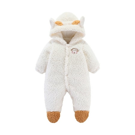 

TAIAOJING Toddler Kids Winter Jackets Baby Girls Boys Fuzzy Buttons Hooded Cartoon Romper Jumpsuit Coat Outwear Snowsuit 6-9 Months