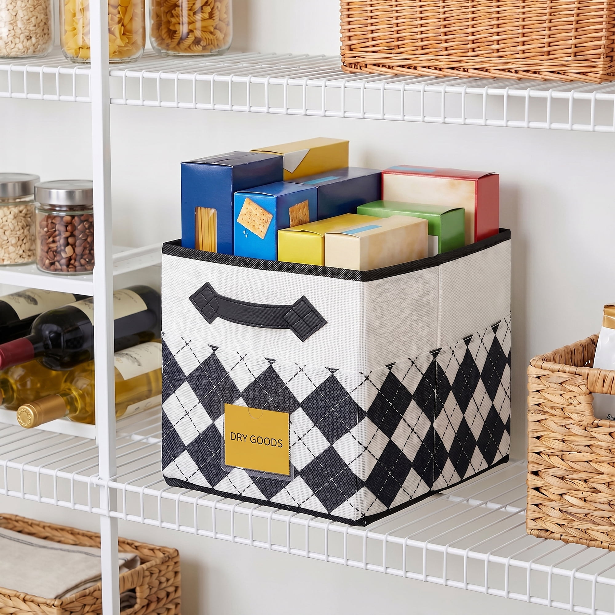 Unique Bargains Cube Collapsible Storage Basket for Organizing Clothes Books Light Black