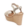 thumbnail image 3 of Qupid EA35 Women Metallic Peep Toe Criss Cross Espadrille Wedge Sandal, 3 of 5