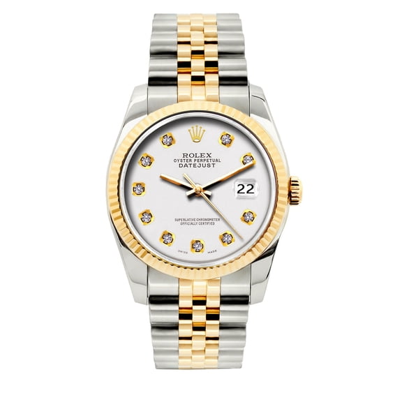Pre-Owned Rolex Datejust 36mm White Dial Two-Tone Yellow Gold and Stainless Steel Bracelet Watch