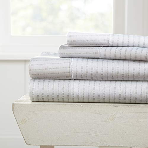 Simply Soft Printed Microfiber Sheet Sets, Queen, Gray, 4-Pieces