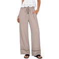 thumbnail image 2 of Danhjin Boho Pants For Womens Casual Wide Leg Loose Pants High Waisted Summer Beach Vacation Pants, 2 of 9