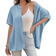 thumbnail image 2 of Women Oversized Cardigan Sweaters Short Sleeve Button Down Casual Lightweight Loose Knit Cardigans, 2 of 6