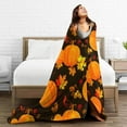 thumbnail image 4 of Fall Throw Blanket Autumn Pumpkin Blanket Thanksgiving Decor Soft Orange Black Pumpkins Fleece Flannel Throws Cozy Plush Fall Decor Throw Blanket for Living Room Couch Sofa Bed Adults Kids 50"x60", 4 of 6