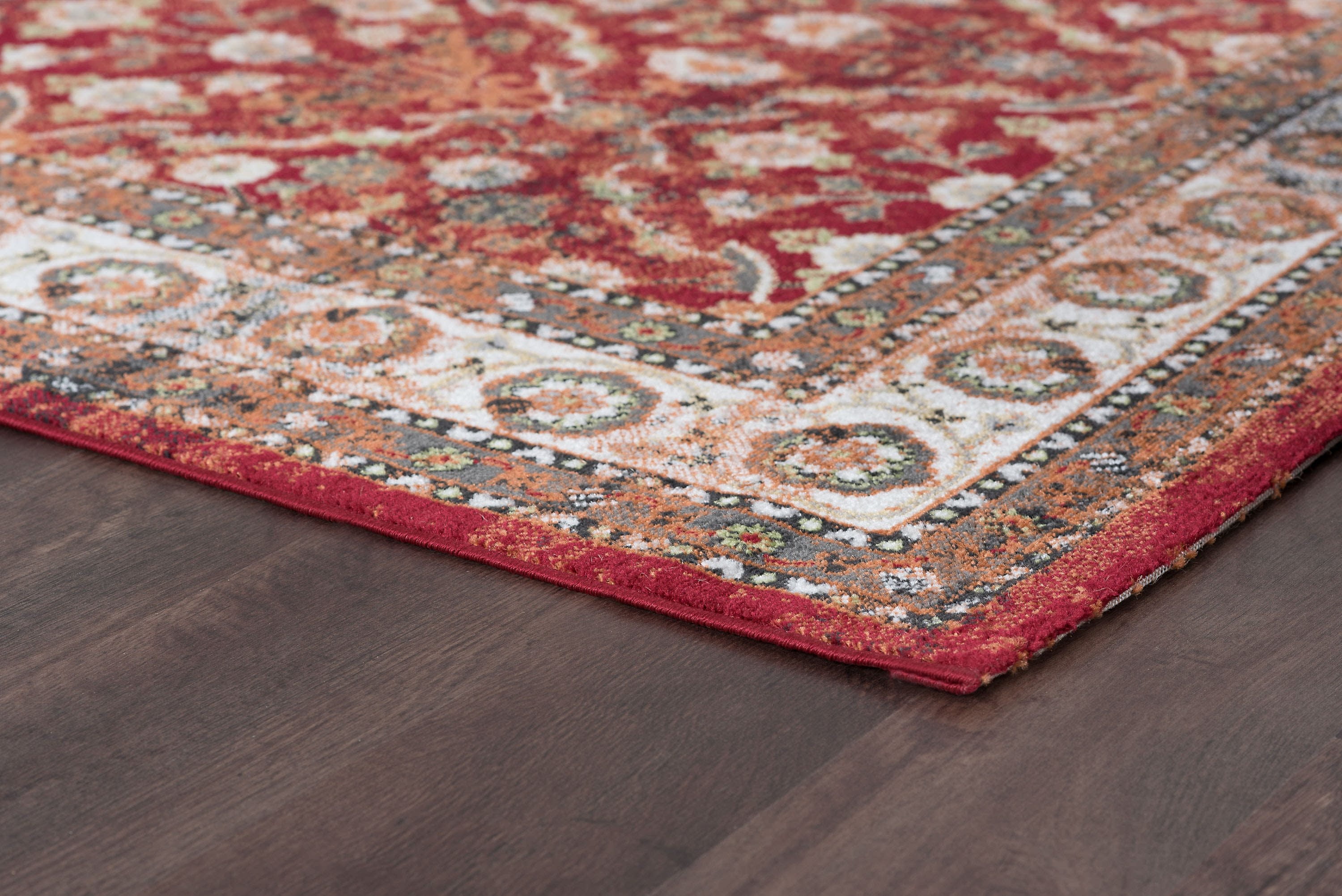 Traditional 2x3 Area Rug (2' x 3') Oriental Red, Cream Indoor Scatter Easy to Clean