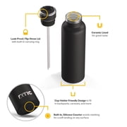 RTIC 20 oz Ceramic Lined Insulated Journey Water Bottle, Leak-Proof Lid, Black
