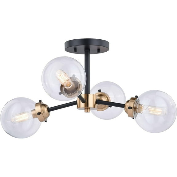 Industrial Sputnik Flush Mount Ceiling Light - Modern Brass & Bronze Fixture - 20 Inch Wide