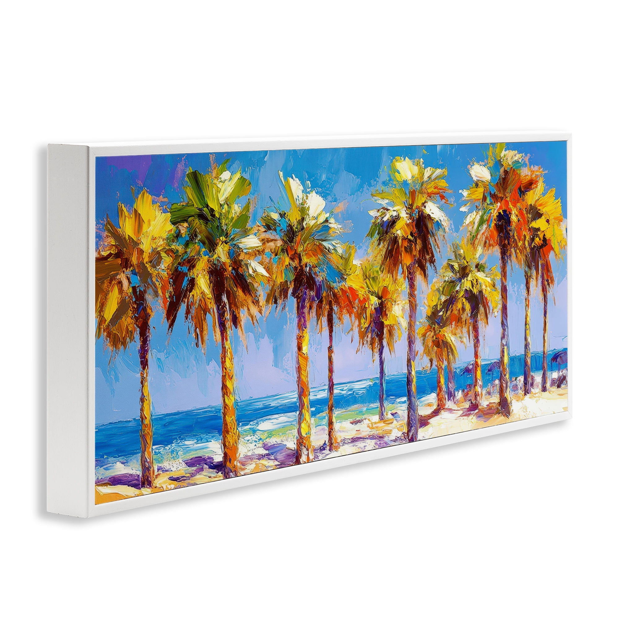 Stupell Industries Many Palm Trees on Beach White Framed Giclee Art, design by Petal Prints Design