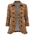 thumbnail image 4 of Leopard Print Jackets For Women Long Sleeve Lapel Button Down Ruffle Trim Open Front Cardigan Casual Lightweight Ruffle Jacket, 4 of 4