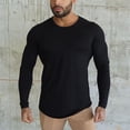 thumbnail image 4 of Men Long Sleeve T-Shirt Muscle Top Undershirt Crew Neck Basic Tee Pullover Top, 4 of 9