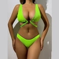 thumbnail image 4 of Conjunto de Bikini de 4 piezas para mujer, traje de baño de manga larga con falda plisada, color azul, estilo coreano, 4 of 5