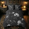 thumbnail image 3 of Erosebridal Gothic Floral King Bedding, Vintage Romantic Flower King Bed in a Bag, Black, Black Reversible, 7pcs, 3 of 6