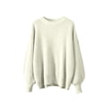 thumbnail image 2 of Women Oversized Sweaters, Loose Lantern Long Sleeve Fall Crewneck Casual Soft Knit Loungewear Fashion Pullover Blouse Tops Yellow One Size, 2 of 6