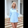 thumbnail image 4 of Chemise Extensible pour Femmes à Boutons, Manches Longues, Douce, Basique, Infroissable, Travail Affaires Formelle Décontractée, Blouse Bleu m, 4 of 10