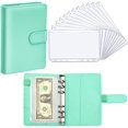 thumbnail image 1 of PU Leather Notebook Binder Budget Planner Binder Cover with 12 Pieces Binder Pocket Personal Cash Budget Envelopes System 6 Hole Binder Zipper Folder(Green), 1 of 7