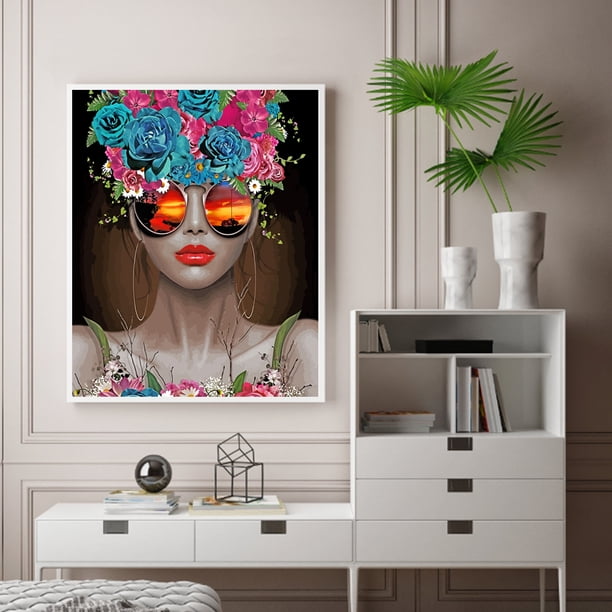 Cuadros Decorativos Chica con flor pintura al óleo por números Kit DIY decoración del hogar regalo cuadros de pared Ndcxsfigh Nuevos Originales