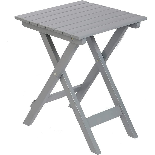 Outdoor Folding Side Table, Adirondack Wood Small Square Side Table