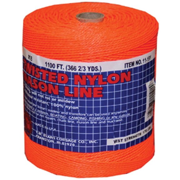 Tw Evans Cordage 11-191 Twisted Nylon Mason Line - Orange- 18 lbs. 1088 ft.