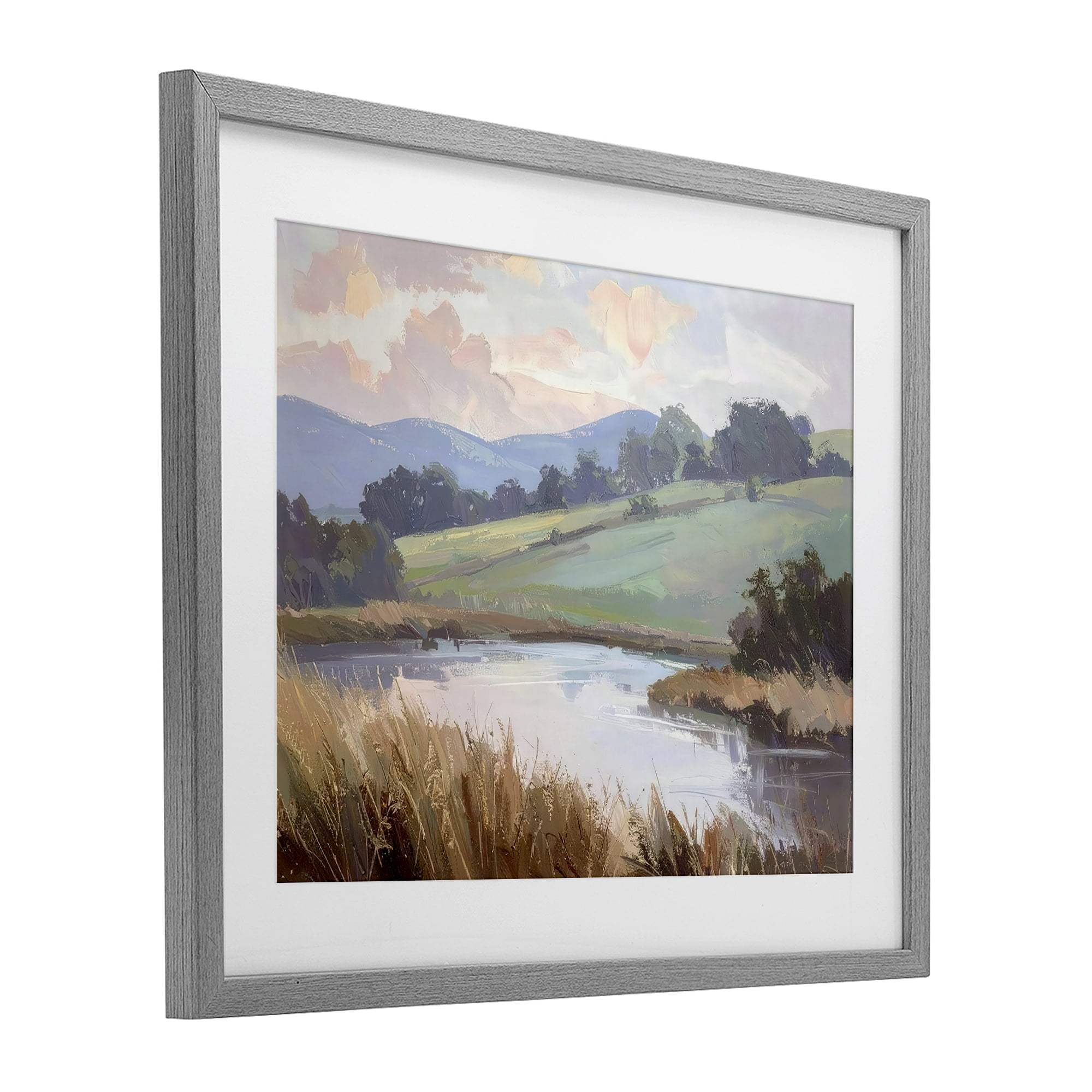 Stupell Industries Subtle Distant Mountains Gray Framed Print Under Glass, design by Alonza Saunders