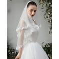 thumbnail image 2 of EllieWely 2 Tier Fingertip Length 90cm(35 inch) Sequin Lace Wedding Bridal Veil With Metal Comb X80, 2 of 5