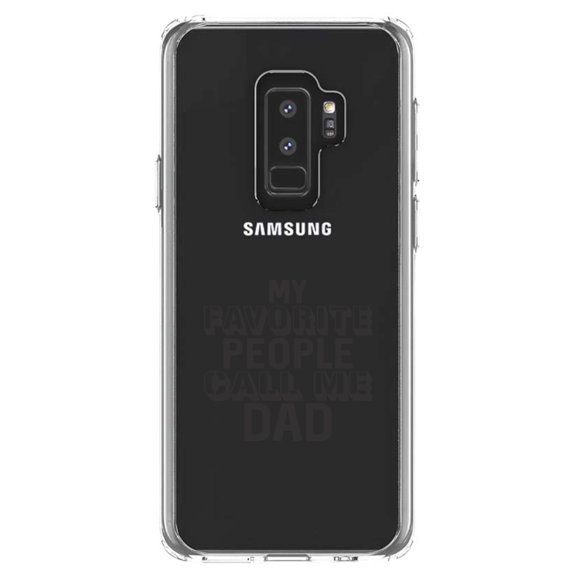 DistinctInk Clear Shockproof Hybrid Case for Samsung Galaxy S9  PLUS (6.2" Screen) - TPU Bumper Acrylic Back Tempered Glass Screen Protector - My Favorite People Call Me Dad