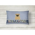 thumbnail image 2 of Carolines Treasures BB5588PW1216 Pug Brown Welcome Canvas Fabric Decorative Pillow, 12H x16W, multicolor, 2 of 3