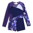 thumbnail image 4 of Doomiva Kids Girls Mesh Long Sleeve Keyhole Back Gymnastics Leotard Ballet Dance Biketard Tumbling Uniform Navy Blue 14, 4 of 5