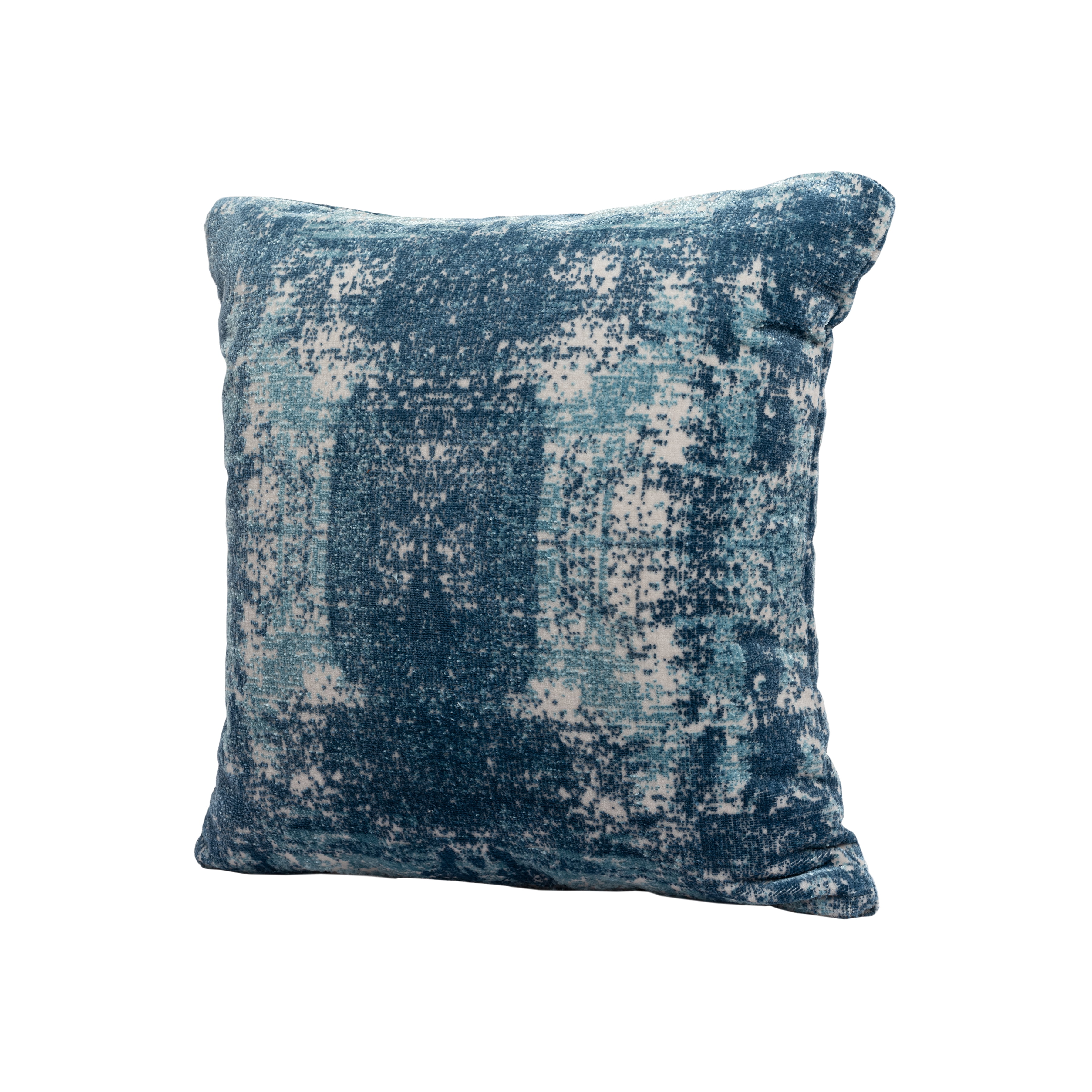 LR Home Milano Performance Blend Poly Filled Pillow in Blue/Ivory, 20" x 20"