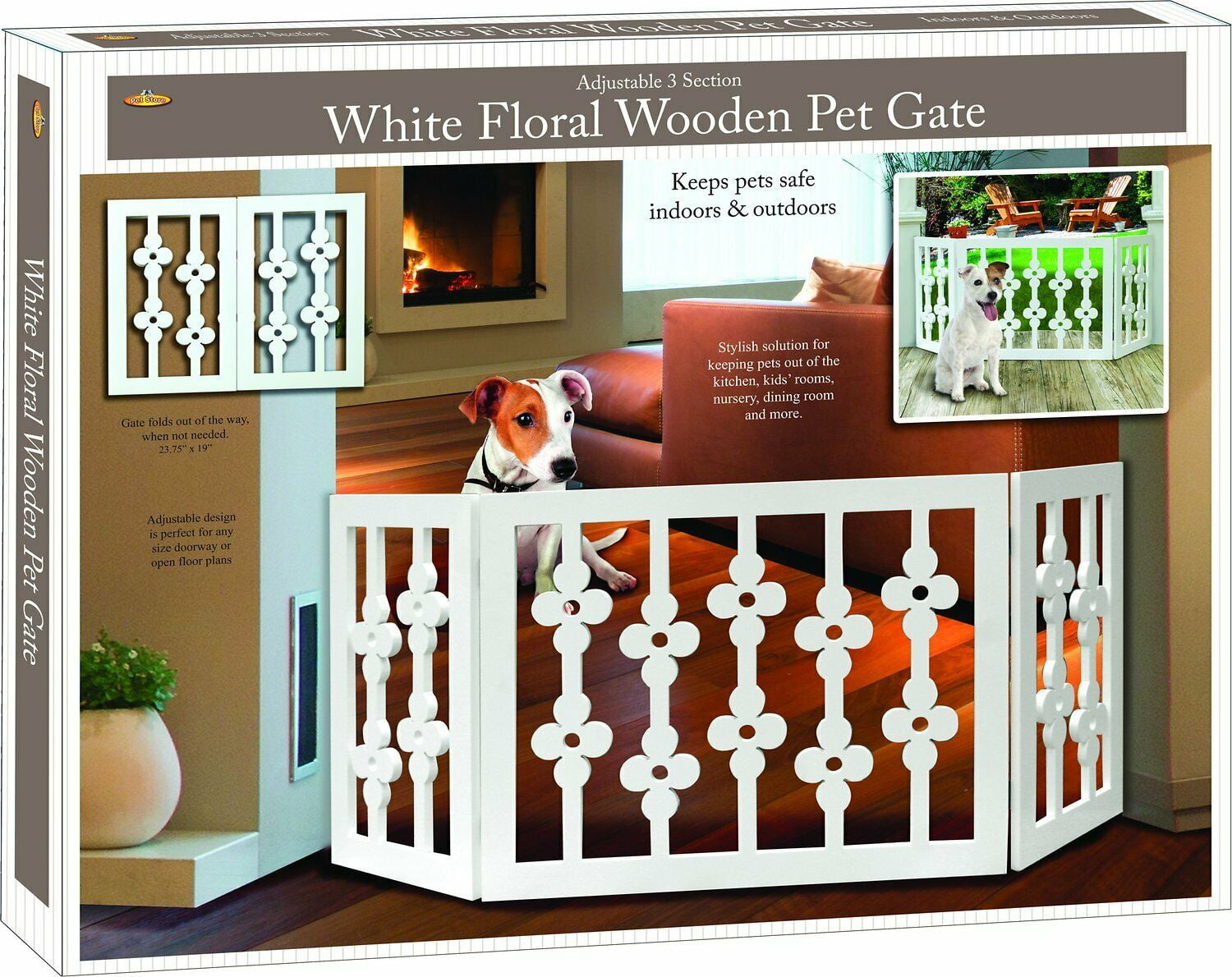 Frisky Friends Wooden Freestanding Pet Gate, Extra Wide Adjustable, Expands to 47" Wide