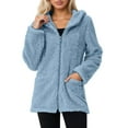 thumbnail image 4 of QHFBli Womens Fleece Zip Up Jacket Oversized Long Sherpa Hoodie Fuzzy Outerwear Fall Winter Warm Coat with Pockets, 4 of 9