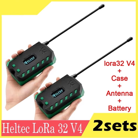 2Sets Heltec LoRa32 V4 Meshtastic Board + Battery + Case WIFI BLE SX1262 LoRa OLED Solar Powered Dev-Board
