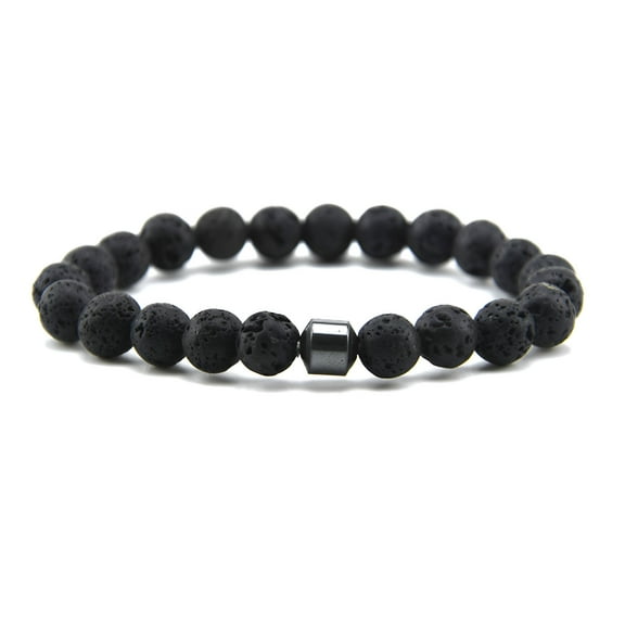 DESIGNICE Anxiety Relief Mens Bracelet Wooden Lava Stone Beads Stretch Diffuser Bracelets-Magnetic Lava