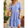 thumbnail image 5 of PULLIMORE Women's Summer Dresses Casual Ruffle Sleeve V Neck Swiss Dot Mini Babydoll Dress (Blue,2XL), 5 of 10